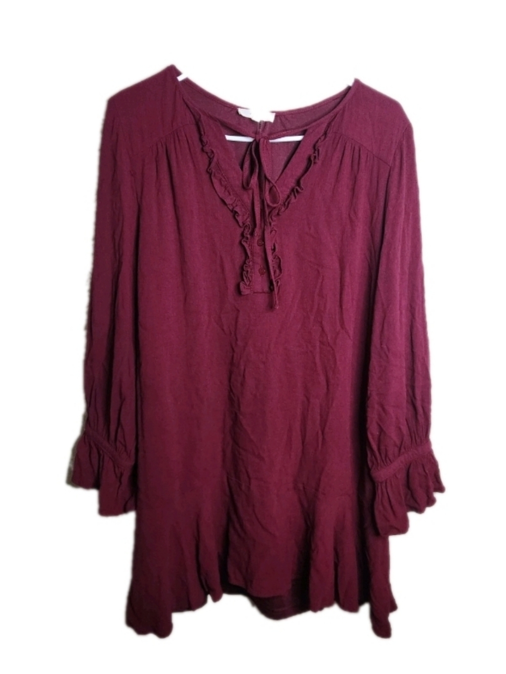 Maroon Boho Tunic Mini Dress Size Large